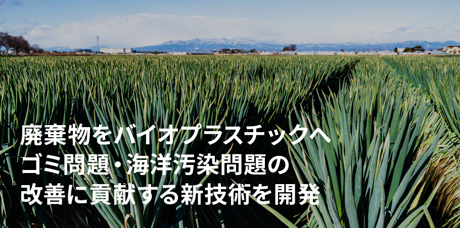 廃棄物をバイオプラスチックへ。 ゴミ問題・海洋汚染問題の 改善に貢献する新技術を開発。
